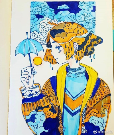 手绘水彩人物插画(∗❛ั∀❛ั∗)✧*。