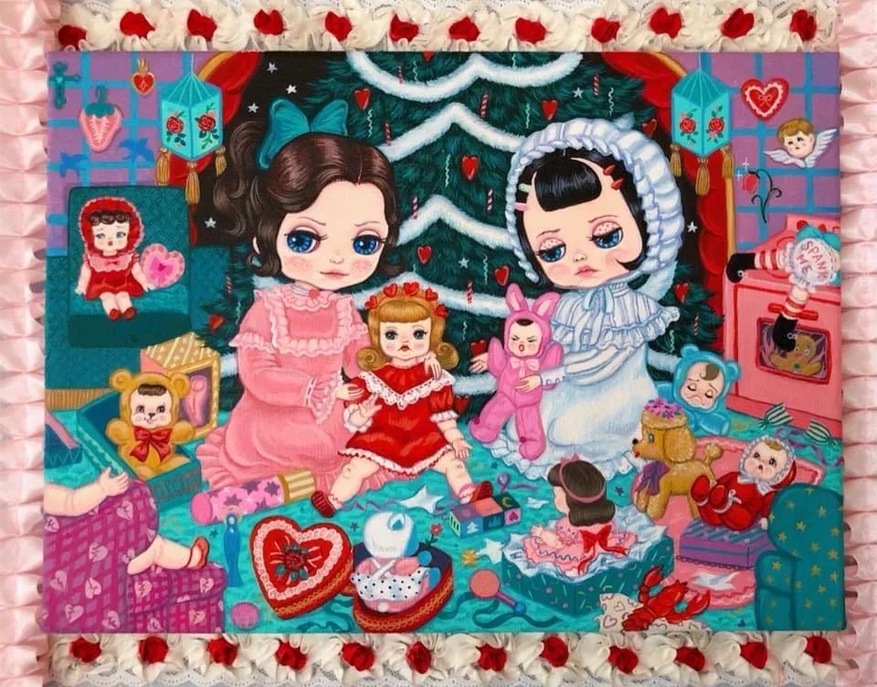 插画师onlytwo的作品中出现过不少昭和娃娃的身影