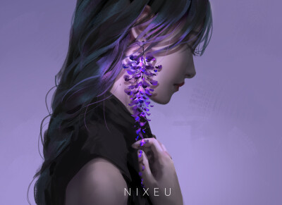 #少女绘图# 紫藤花 画师：NIXEU