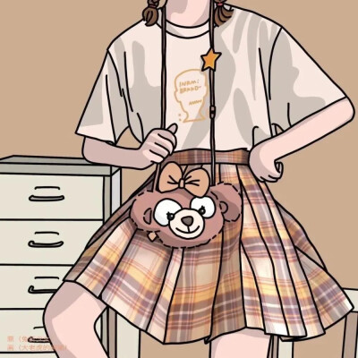 JK制服女生部位手绘头像