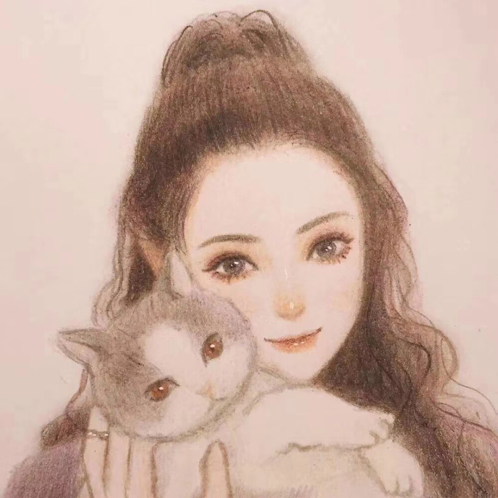 手绘猫咪女生头像