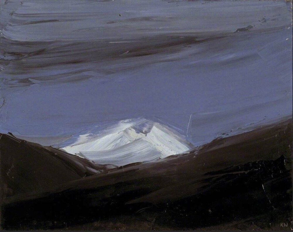 凯芬·威廉姆斯（Kyffin Williams）被公认为20世纪威尔士的标志性画家，他常从威尔士的自然风光和田园场景中汲取灵感。威廉姆斯在创作时并不拘泥于对细节的刻画，而是用调色刀涂抹厚重的色块，从而呈现出浑厚的自然风貌。