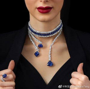 蓝宝石钻石 项链