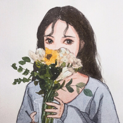 手绘插画女生头像