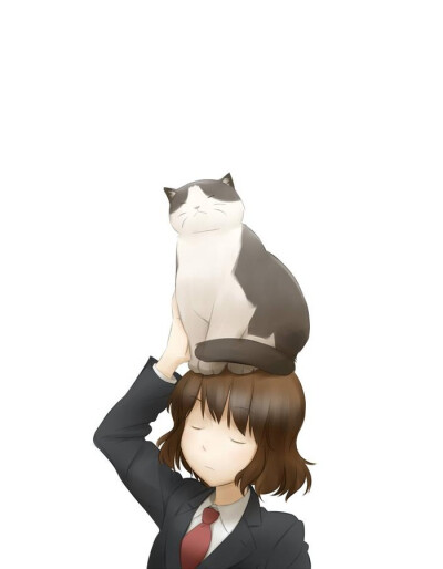 少女与猫 插画 Byロロ