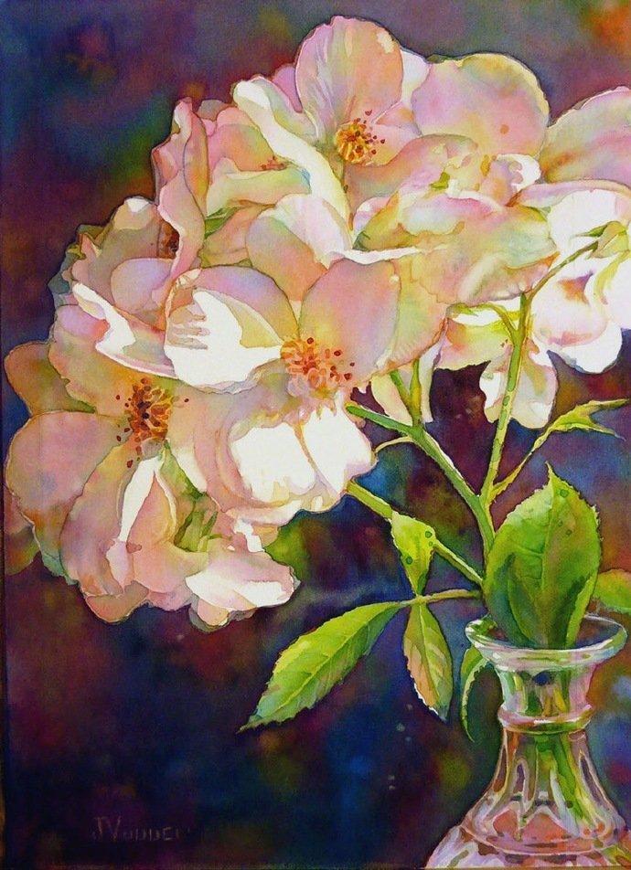 美国艺术家 Jeannie Vodden 的水彩花卉 ​​​​#绘画欣赏# ~~转