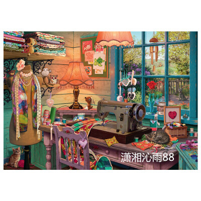 定制
印花DMC十字绣套件新款客厅卧室复古欧式风名画油画缝纫机工作台