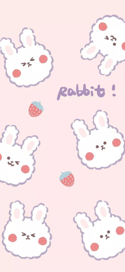 可爱小兔子。平铺。粉色系。壁纸