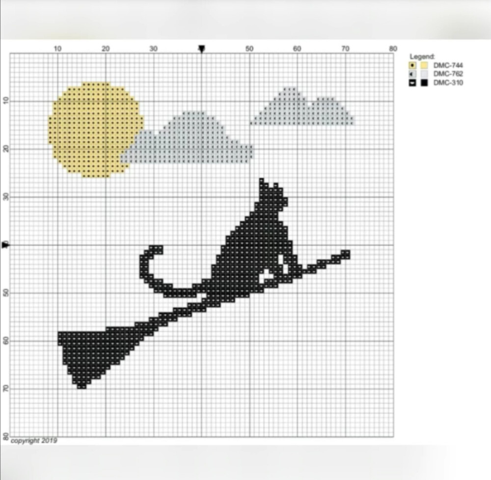 十字绣图纸•猫咪魔法扫把