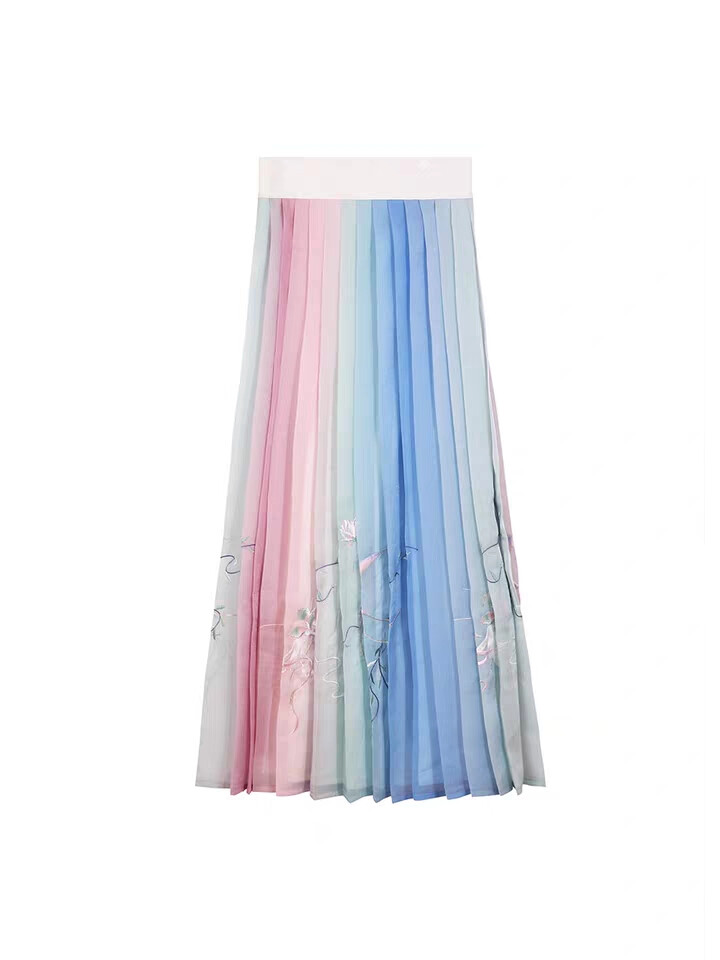 钟灵记兔月仙对襟立领广袖长衫配饰兔子云肩明制褶裙