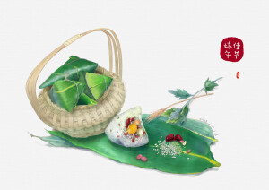 端午粽米香

Sketches用过一段时间后，越来越喜欢它的水彩表现效果。趁端午将近，涂了张文件体积较大的粽子图，到后期图层越多，闪退也越频繁，以后还是悠着点吧
