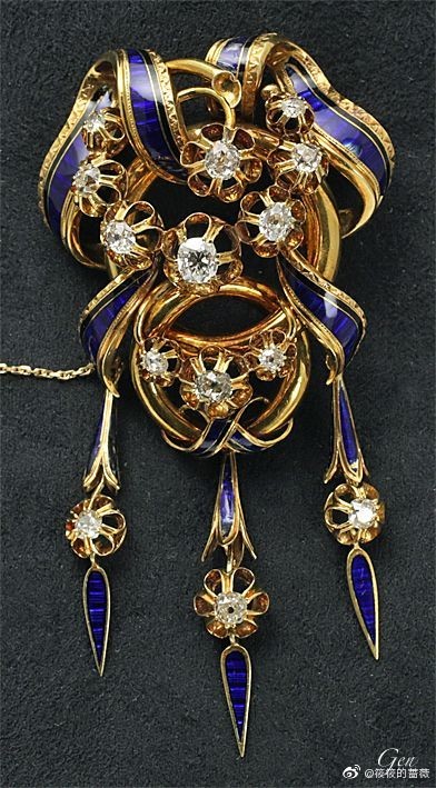 维多利亚时代 钻石 珐琅 古董珠宝