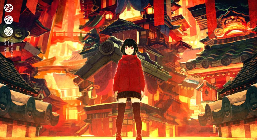 画师キツネ的作品，满满的东方元素，满满的中国红 ​