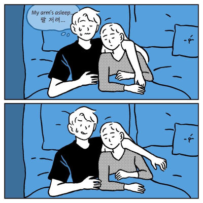 ins: yulri_kr
情侣之间生活故事插画
