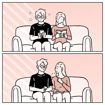 ins: yulri_kr
情侣之间生活故事插画
