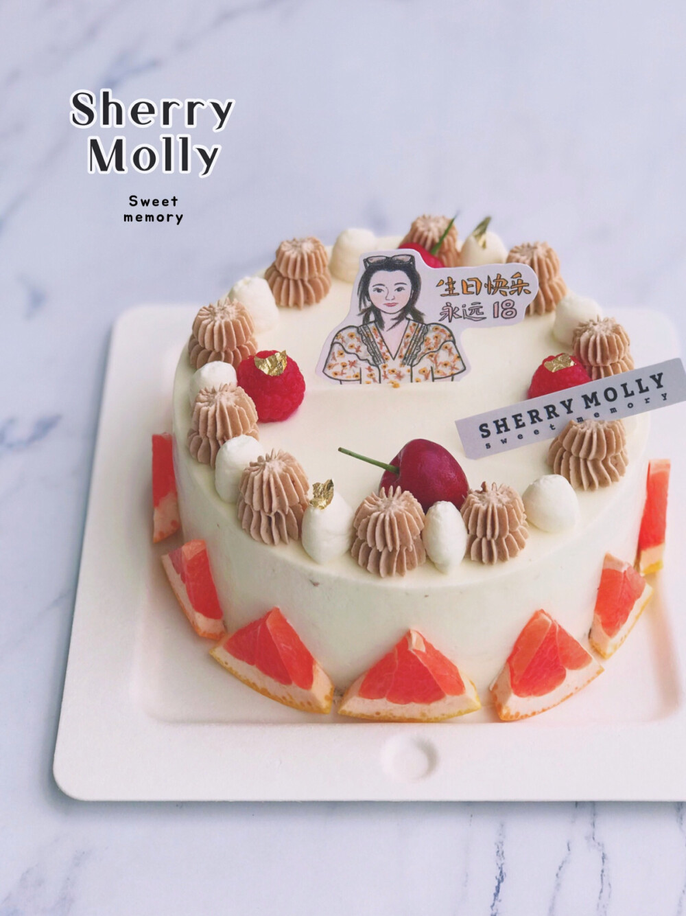 #SHERRY Molly家の下午茶#—『巧克力cake』女生的生日cake～简单一些 不要太复杂就好～已经做麻麻了 看着还是个少女呀