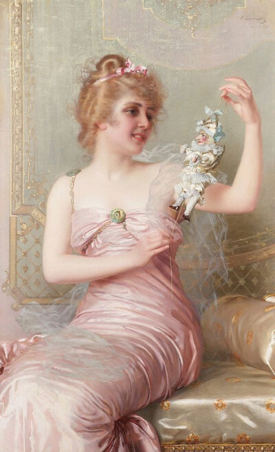 意大利画家Vittorio Matteo Corcos（1859-1933）在1880年移居巴黎，和一个法属艺术画廊签署了15年的合约，专门创作市民日常生活中的女性肖像，后经人介绍到佛罗伦萨，其作品在贵族圈子里很受欢迎。 ​​​