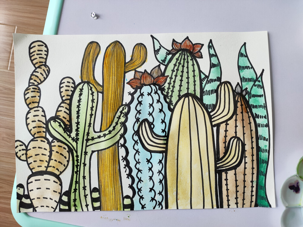 线描仙人掌