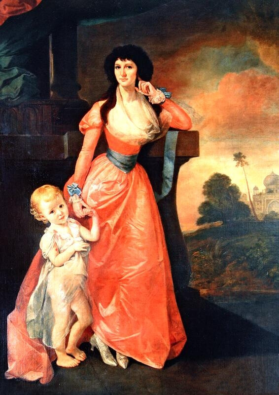 Johann Zoffany （ 1733年 - 1810年 ）
国籍：德国
作品：莎拉·麦克劳德和她的女儿莎拉（莎莉）1787
英文：Sarah MacLeod with Her Daughter Sarah (Sally)
类型：布面油画
尺寸：244cm × 160cm
收藏：Dunvegan Castle，英国