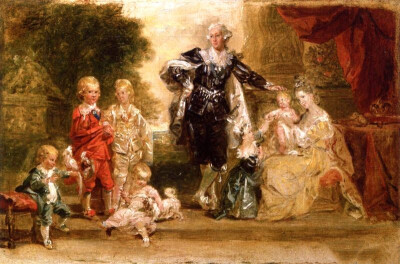 《乔治三世，夏洛特女王和他们的六个大孩子（油画素描）》（英文：George III, Queen Charlotte and their Six Eldest Children (oil sketch)） 是德国艺术家『Johann Zoffany』 于1770年 所作。 