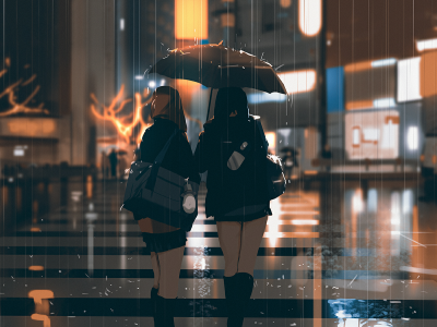 雨 少女 夜景