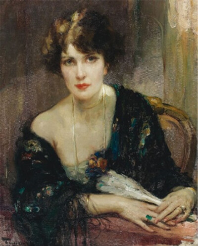 Jeune elegante a l’eventail） 是比利时艺术家『Fernand Toussaint』 所作。 