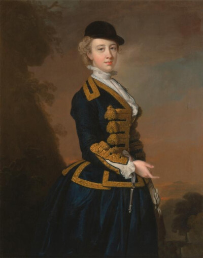 《南希·福特斯库，穿着深蓝色的骑马服》（英文：Nancy Fortescue, Wearing a Dark Blue Riding Habit） 是英国艺术家『Thomas Hudson』 于约1745年 所作。