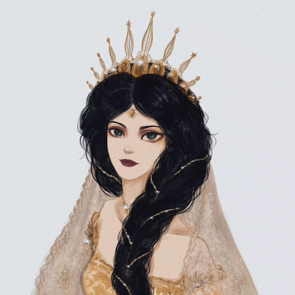 迪士尼公主手绘头像带上王冠的公主殿下