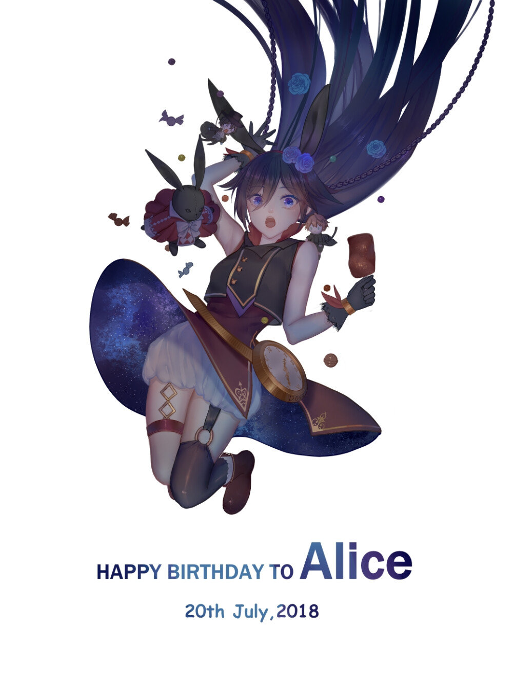 【来源pixiv ，侵删】Alice
画师：DoveLFX
★此图片仅供欣赏收藏，禁改禁商用★
艾莉丝（有译：爱丽丝），Alice，日文/アリス，日本漫画家望月淳所作漫画《Pandora Hearts》（《潘朵拉之心》）中的女主角。黑发紫眼，和阿嵬茨的意志一样头发上有两个可爱的鬓角发，容貌精致，外表清纯。性格起初冷漠孤傲，自我中心。逐渐变得天然呆。直率真诚，所以有时会露出温柔的表情。 代号：染血黑兔
黑暗(暗黑系)动漫/二次元/原创/同人画/插画/手绘/女生头像/壁纸/锁屏/背景/美少女/黑发/黑长直/辫子/紫瞳/紧身裙/高筒靴/傲娇/女王/天然