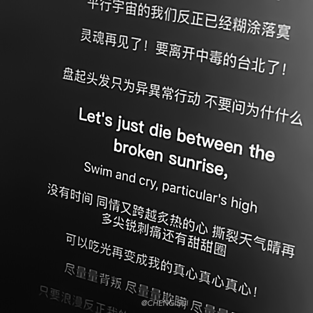  “遇见你的那一刻就是大爆炸的开始，每一个粒子都离开我朝你飞奔而去，在那个最小的瞬间之后，宇宙才真正诞生。”