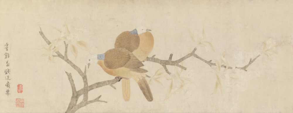 元 钱选梨花双鸠图 辛辛那提美术馆藏