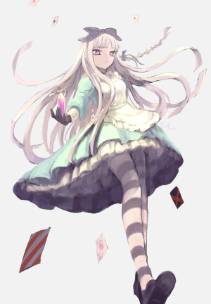 【来源pixiv，侵删】
画师：えりうる

★图片仅供欣赏收藏，禁改禁商用★
雾切响子，游戏及其动画《弹丸论破：希望的学园与绝望的高校生》女主角。希望之峰学院第78期学生，初期才能未知。实际头衔为“超高校级的侦探（超高校级の“侦探”）”非常无口的属性，并拥有相当神秘感和第六感的美少女。虽然面无表情，看似冷漠，但破案能力超强。

二次元/动漫/原创/同人画/人物插画/手绘/女生头像/壁纸/锁屏/背景/美少女/紫发/紫长直/三股辫/辫子/紫瞳/手套/制服/短裙/高筒靴