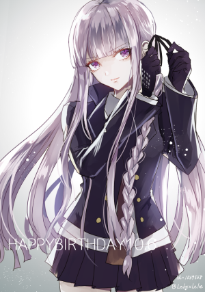 【来源pixiv，侵删】
画师：リカ@通販

★图片仅供欣赏收藏，禁改禁商用★
雾切响子，游戏及其动画《弹丸论破：希望的学园与绝望的高校生》女主角。希望之峰学院第78期学生，初期才能未知。实际头衔为“超高校级的侦探（超高校级の“侦探”）”非常无口的属性，并拥有相当神秘感和第六感的美少女。虽然面无表情，看似冷漠，但破案能力超强。

二次元/动漫/原创/同人画/人物插画/手绘/女生头像/壁纸/锁屏/背景/美少女/紫发/紫长直/三股辫/辫子/紫瞳/手套/制服/短裙/高筒靴/兔女郎/网袜