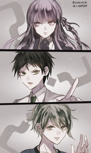 【来源pixiv，侵删】
画师：リカ@通販

★图片仅供欣赏收藏，禁改禁商用★
雾切响子，日向创，天海兰太郎

二次元/动漫/原创/同人画/人物插画/手绘/女生头像/壁纸/锁屏/背景/少年/美少女/紫发/紫长直/三股辫/辫子/紫瞳/手套/制服