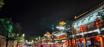 建筑，岳飞庙，夜景，灯火