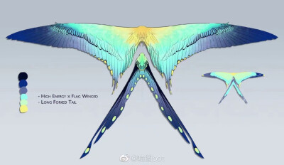 【绘画参考】各种羽翅的设计参考，画人外鸟兽看这篇准没错！（twi:@Tazz_Bluebird）