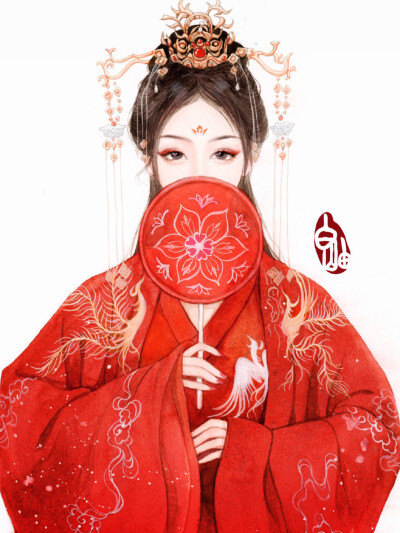 “乱世风华倾，只愿许你一袭红衣如画”
画师：_白岫（禁抹水印）