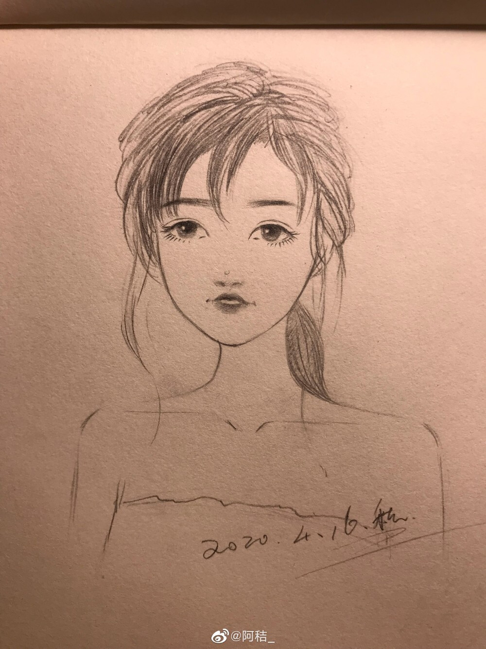 人物黑白动漫插画绘画线稿手绘女生男生长发短发转载二次元萝莉