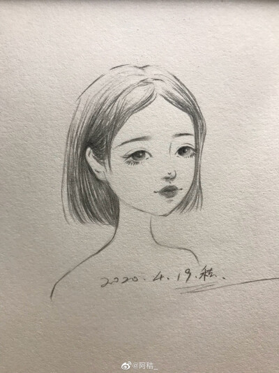 人物黑白动漫插画绘画线稿手绘女生男生长发短发转载二次元萝莉