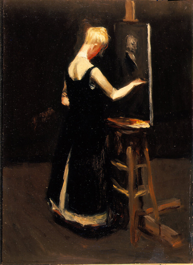 画架前的金发女人，1906年（美国画家爱德华·霍普作品）