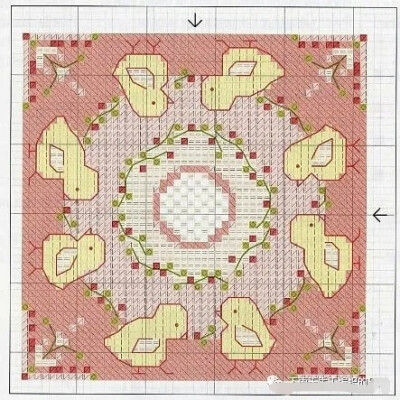 十字绣•八角形针插•粉色小鸡