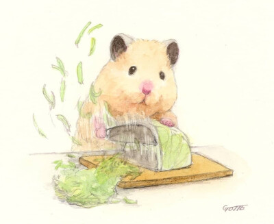 插画 绘画 仓鼠 可爱 彩铅