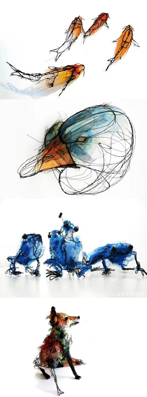 葡萄牙艺术家，大卫·奥利维拉（David Oliveira）以铁线与纱网创作的“立体速写”。