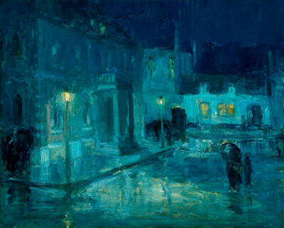 埃塔普勒的雨夜，1912年（美国画家William Edouard Scott作品） ​​​