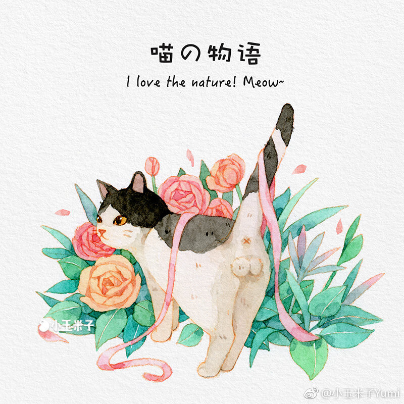 猫水彩插画