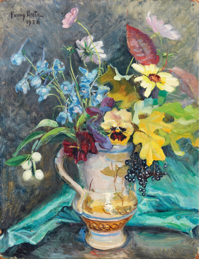 花瓶里的花，1936年（瑞典画家Fanny Brate 作品） ​​​