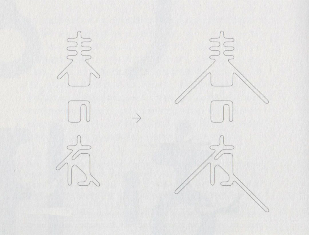 【高桥善丸字体设计】
高桥善丸说到，在字体设计时需要注意两件事情，第一件是我们需要先理解词组的含义，然后再为这个词组选择合适的视觉表现方式，而非简单地修改文字来赋予他个性；第二件事是需要找到文字之间的视觉关联性，然后强调其中的特征，而非生搬硬套。