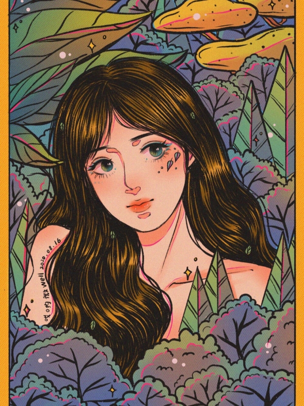 复古卡通漫画风少女插画 画师:哎呦微well