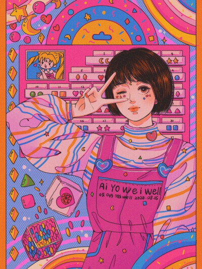 复古卡通漫画风少女插画
画师：哎呦微well