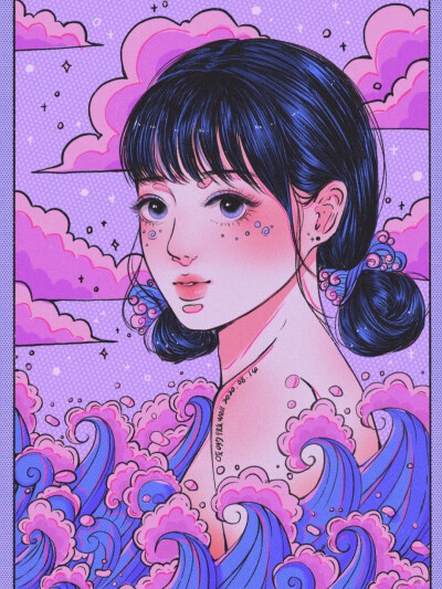 复古卡通漫画风少女插画
画师：哎呦微well